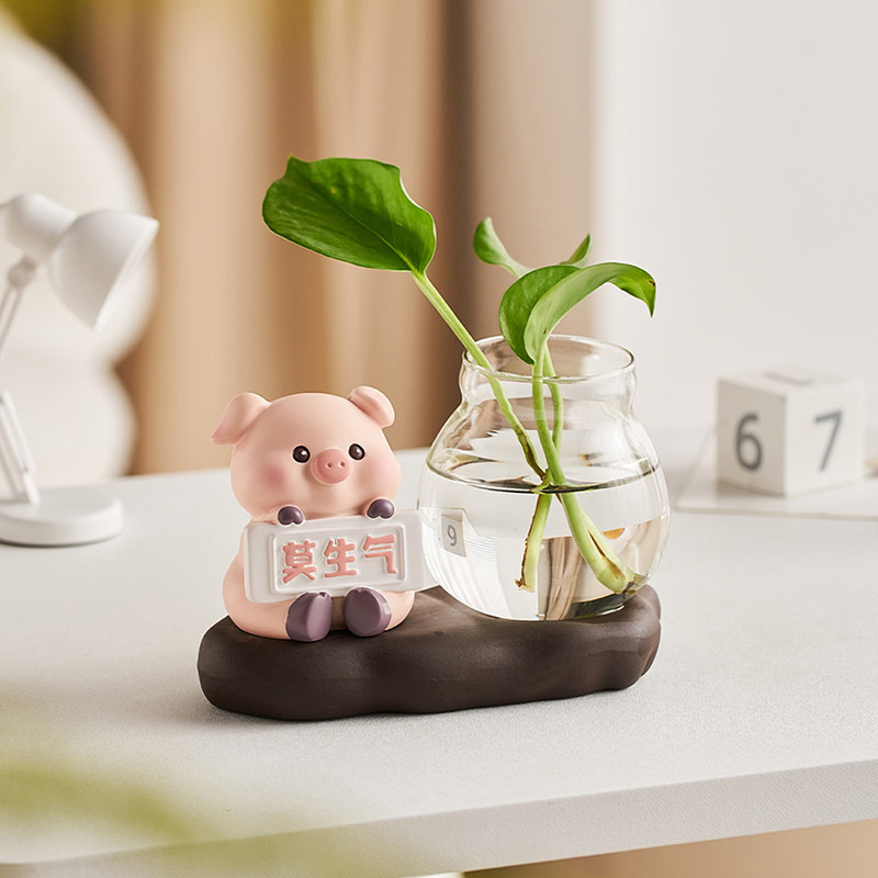 爱莫生气小猪瓶水培水养插器皿治愈系办公