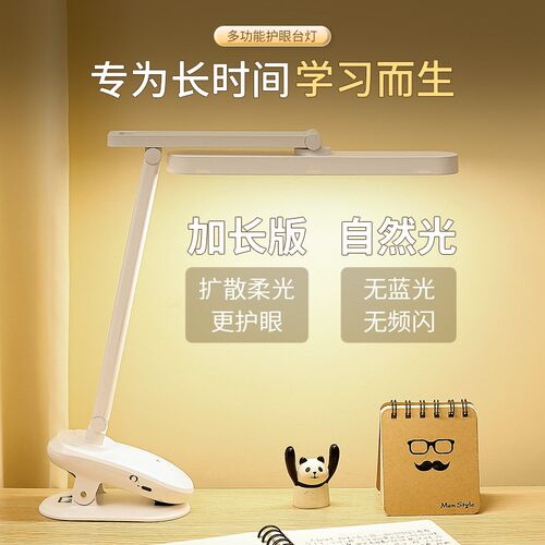 台灯护眼学习儿童写作业床灯夹式超长续航台风