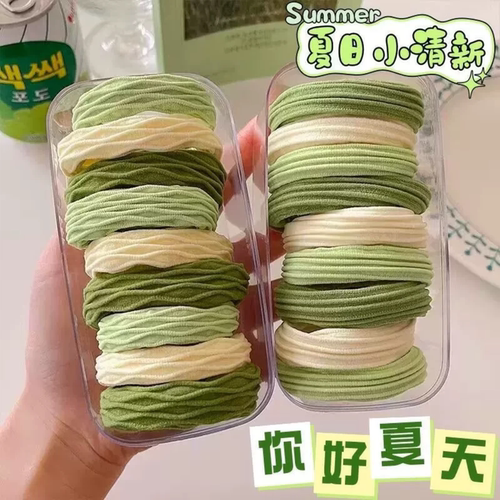 加粗加厚!复古高弹力橡皮筋发绳日韩ins头绳抹茶绿高级不塌马尾