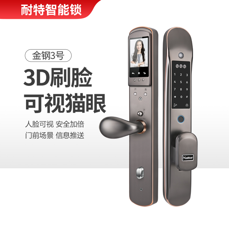 耐特全自动刷脸锁不锈钢锁手机开