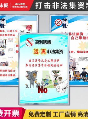 安全意识墙法治打击非法集资文化建设宣传栏海报防诈骗海报增强非