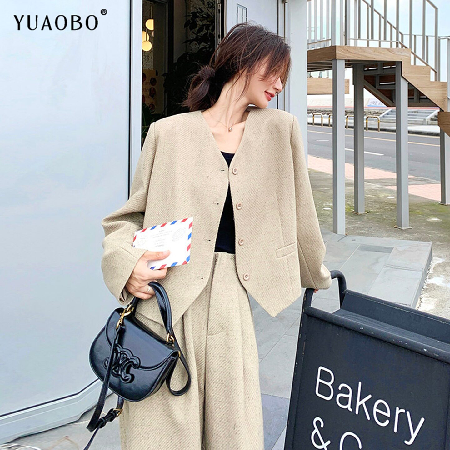 韩系超火西装套装秋季ootd穿搭女高级感慵懒宽松显瘦阔腿裤一整套