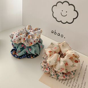 碎花大肠发圈夏季 扎头马尾头饰简约肥肠头绳女发饰皮筋 复古法式