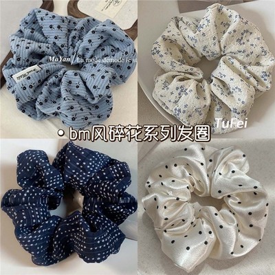 甜美韩系蝴蝶结碎花大肠发圈蕾丝