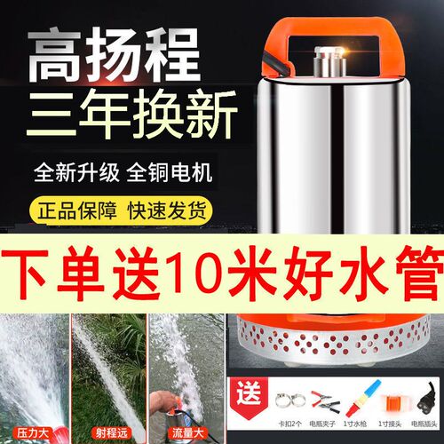 直流潜水泵电瓶12V24V48V60伏电动车家用小型抽水泵农用灌溉 抽水