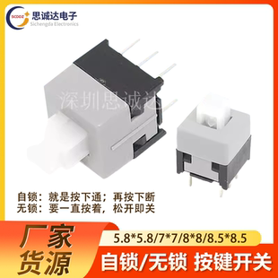 双排六脚 8.5MM 带锁 非自锁 复位按钮开关 自锁开关 不带锁 8.5