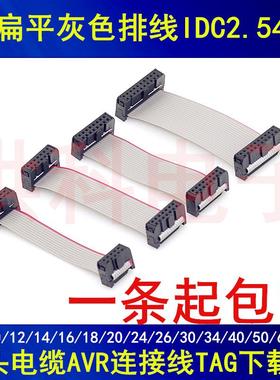 FC6/8/10/16/20/26P IDC2.54mm 扁平灰色排线LED屏连接JTAG下载线
