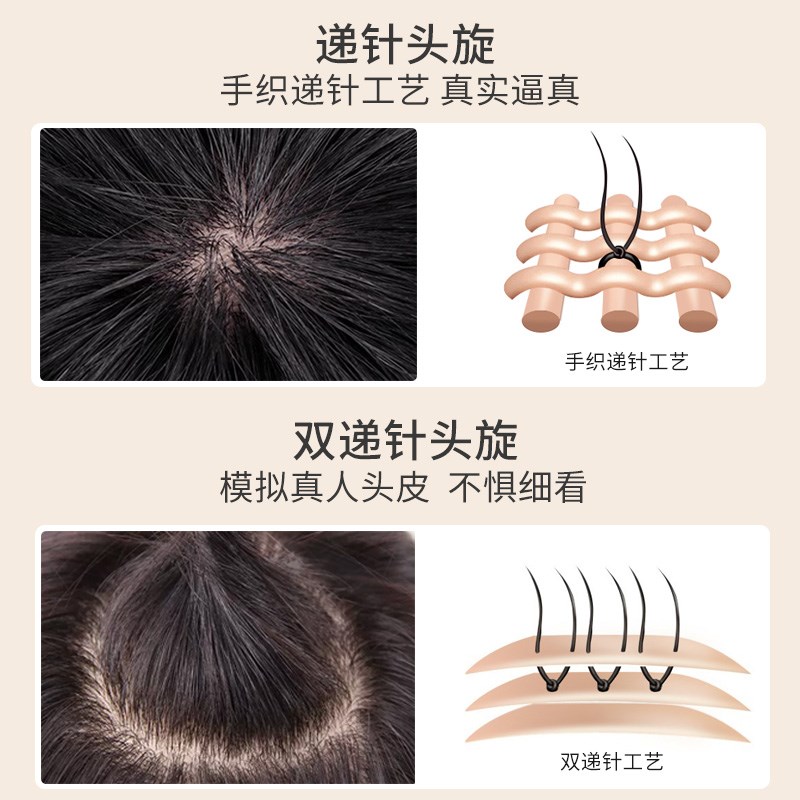 假发男生发片男士无痕隐形全真发短发型毛寸自然头顶补发片光头