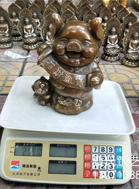 新品母子福猪黄铜动物摆件铜器雕塑佳节开业送礼礼品家居桌面摆件