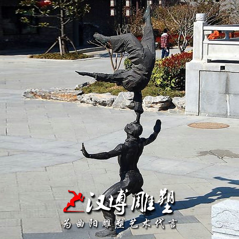 玻璃钢仿铜古代人物街头卖艺雕塑步行街广场民俗文化小品景观雕塑