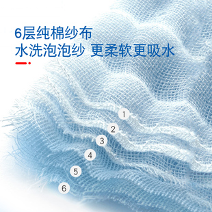 A类婴儿纱布浴巾六层泡泡纱新生儿宝宝儿童柔软吸水无荧光剂