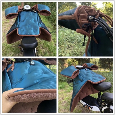 电动车冬季棉挡风被摩托龟车小型加厚加绒纯色保暖挡风罩分体防水