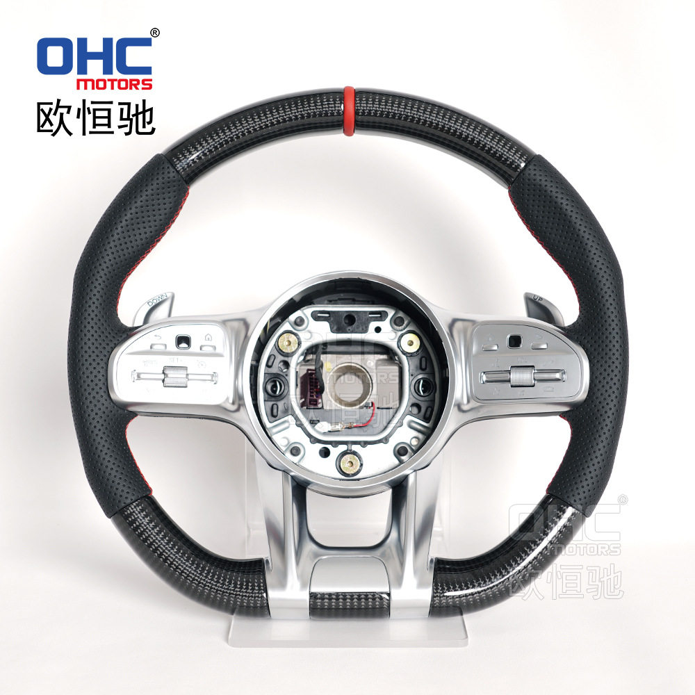 适用奔驰老款改装新款809AMG/AECSG级GT/真碳纤维加热方向盘总成图片