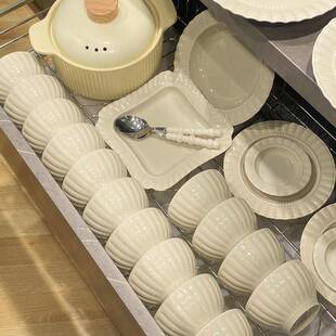 高级感奶灰色陶瓷碗盘碗具全套组合餐具套装 碗碟套装 家用新款