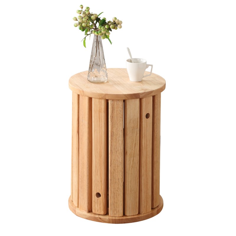 全实木叠叠乐凳子家用餐桌椅子可叠放客厅茶几备用凳组合滑轮圆凳