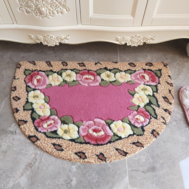豹纹粉色花朵半圆入户门口蹭灰脚垫立体剪花加厚客厅门垫卧室地垫,居家布艺,入户地垫,淘宝优惠券,粉丝福利购,淘宝优惠卷