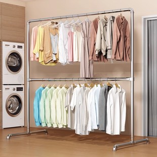 晾衣架阳台衣架简易加粗加厚钢管出租屋地摊落地衣架镀锌钢管衣架