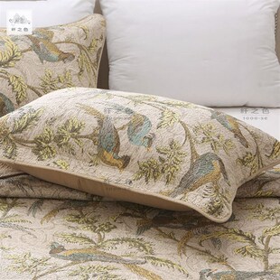 美式绗缝夹棉枕套吸汗透气纯棉成人单人枕信封开口P一对装50x70cm