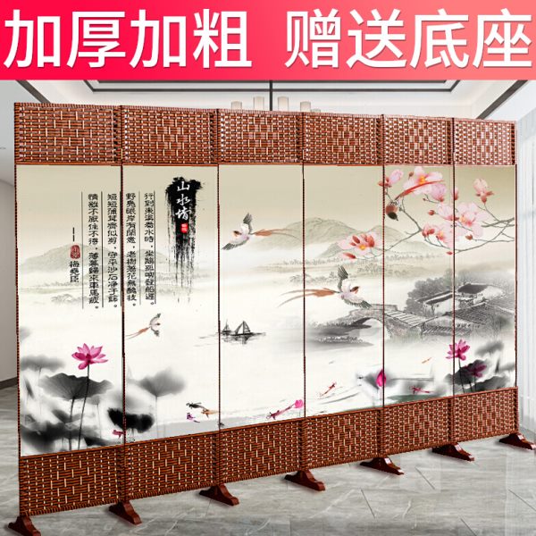 屏风帘隔断现代简约客厅可移动布艺卧室遮挡板办公室酒店中式折叠