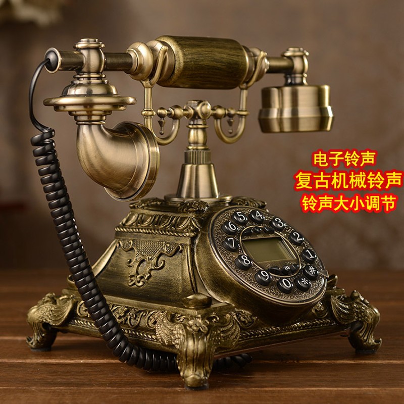 时尚创意旋转电话机仿古欧式白色田园复古电话机家用座机办公电话
