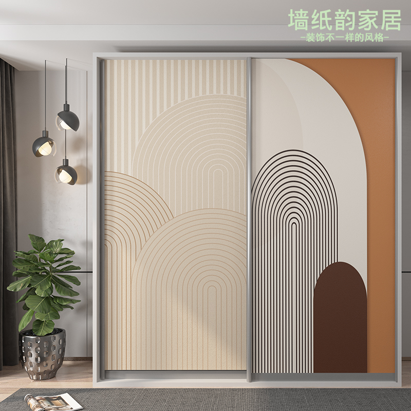 衣柜贴纸法式墙纸自粘卧室装饰推拉门贴画移门玻璃门翻新柜子壁纸