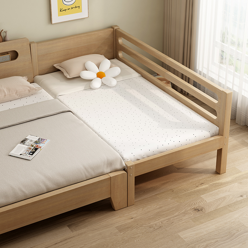 实木儿童拼接床儿童床拼接大床带护栏婴儿床男女孩宝宝加宽单人床