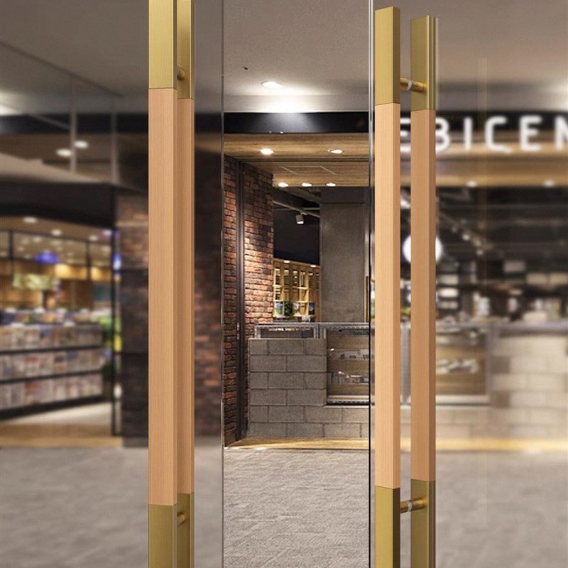 极简实木玻璃门拉手不锈钢拉手酒店包厢会议室实木门把手大门扶手