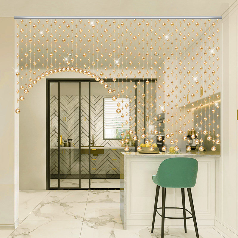 水晶珠帘卫生间网红门帘挂帘隔断玄关餐厅客厅卧室阳台免打孔帘子