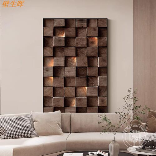 中古风客厅装饰画木雕p立体落地大幅玄关卧室餐厅沙发背景墙挂画