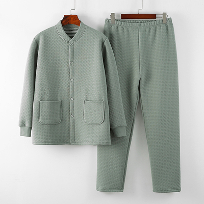 老年人发热衣裤女纯棉宽松大w尺码三层保暖妈妈开身加厚秋衣卫生