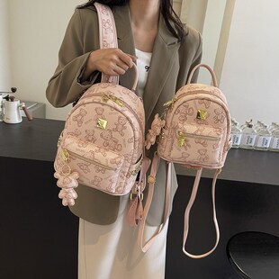 可迪熊设计迷你小背包女2024新款韩版大容量双肩包女时尚学生书包