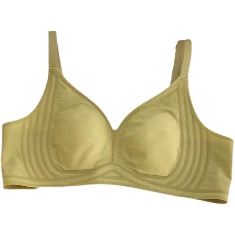 无痕内衣女大胸显小薄款一片式无钢圈收副乳防下垂兔耳朵文胸套装