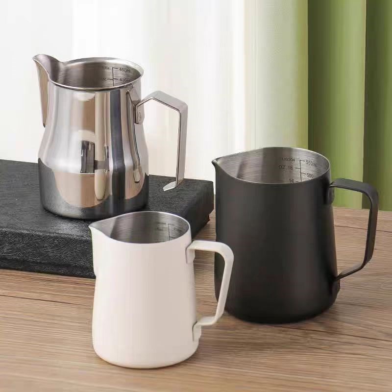 304不锈钢鹤嘴专业咖啡拉花杯打奶缸带刻度尖嘴拉花壶拉花缸