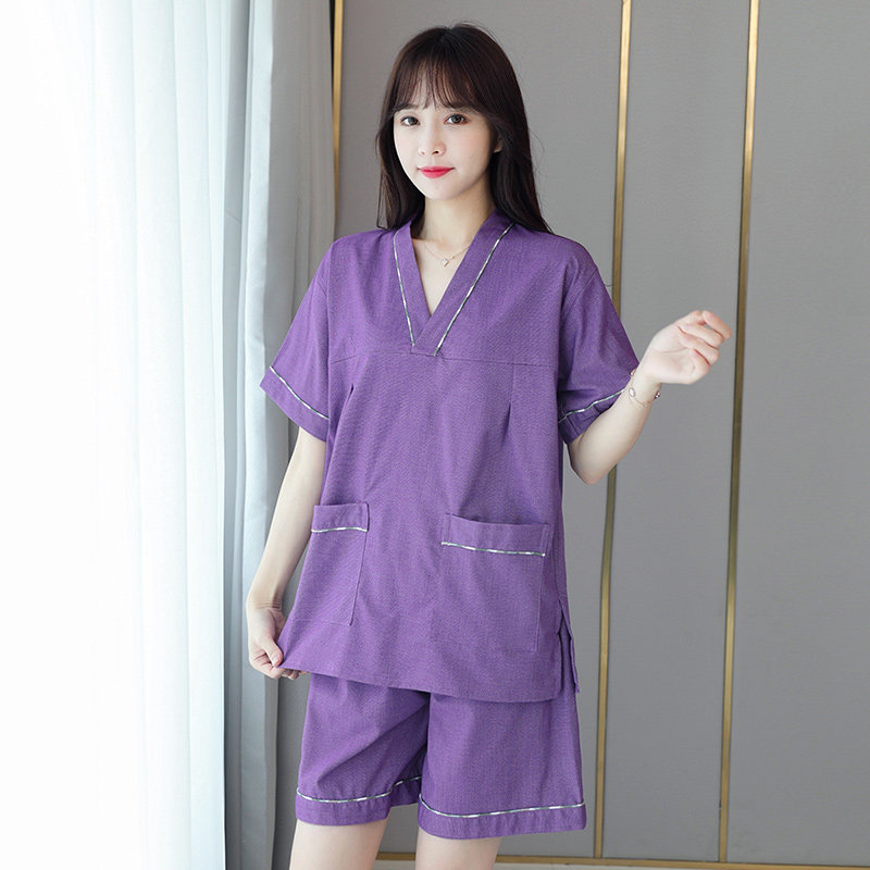 汗蒸服女可爱性感韩版套装桑拿服苎麻温泉美容院全棉浴服