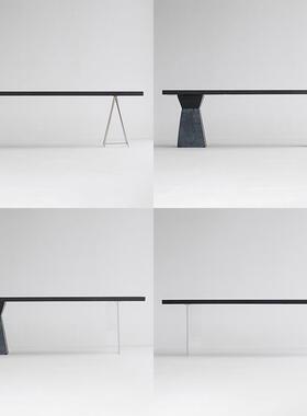 叁几 实木白蜡木桌腿不锈钢碳素钢亚克力支架定 制大板桌桌脚铁艺