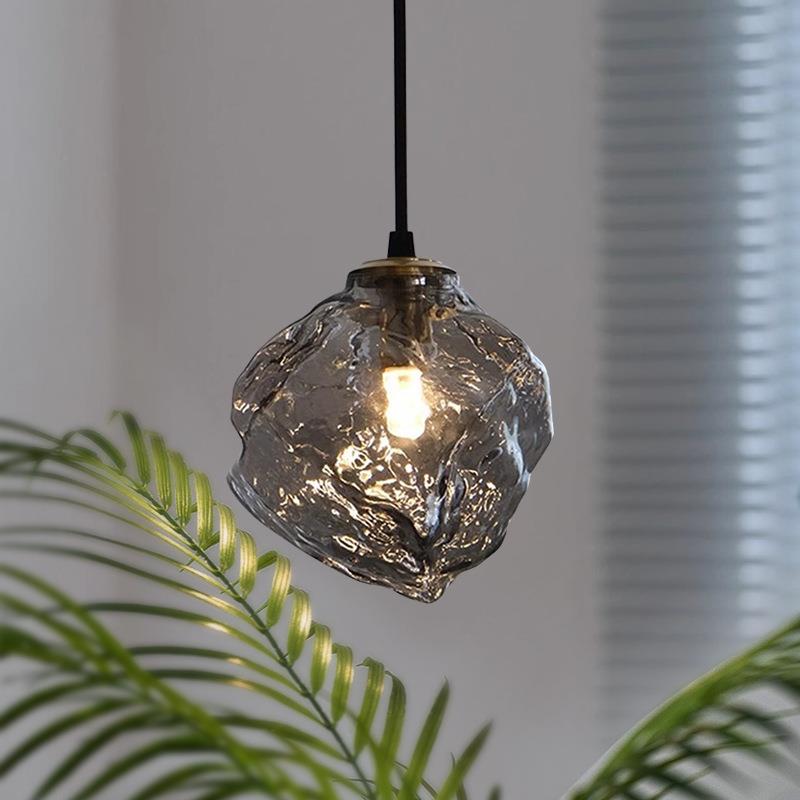 极简烟灰色玻璃冰块卧室床头氛围感吊灯简约吧台餐厅灯过道玄光灯