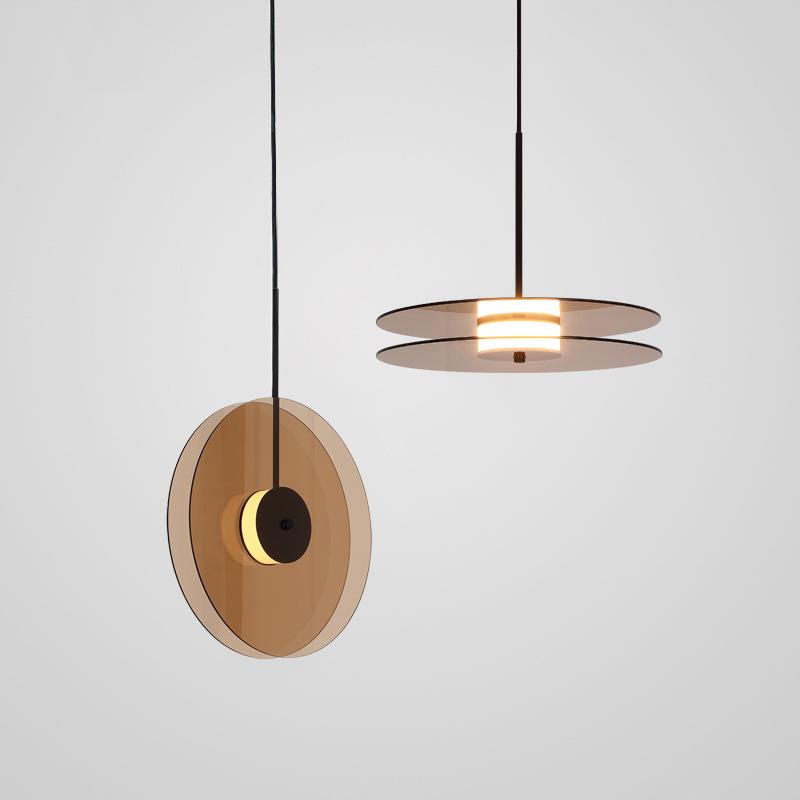 卧室床头吊灯现代简约后现代个性极简餐厅吧台艺术玻璃唱片小吊灯