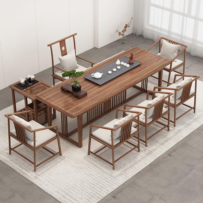 新中式南美胡桃木大板客厅简约禅意茶台办公室轻奢功夫泡茶桌