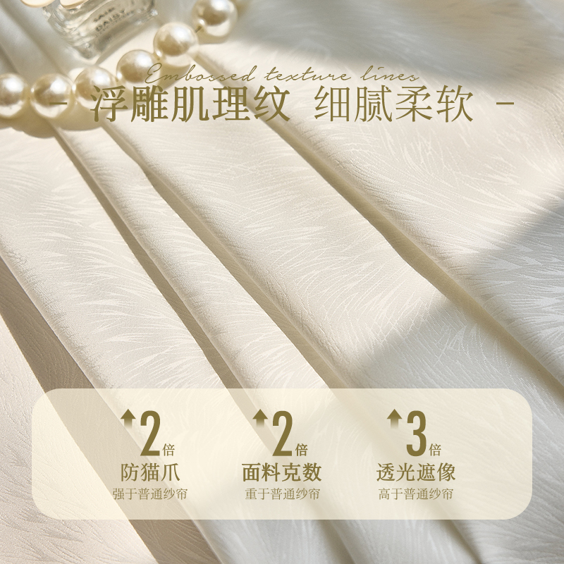纱帘透光不透人法式窗帘梦幻卧室防晒窗纱客厅轻奢高端纱飘窗阳台