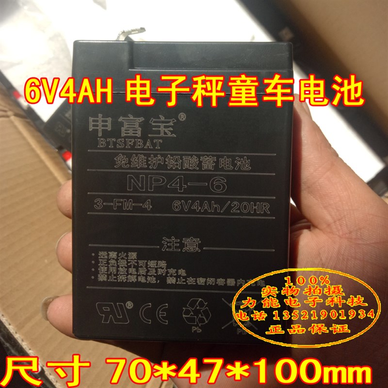 申方通用儿童电动车6V4AH4.5AH童车蓄电池3fm4.5玩具摩托车电瓶6v