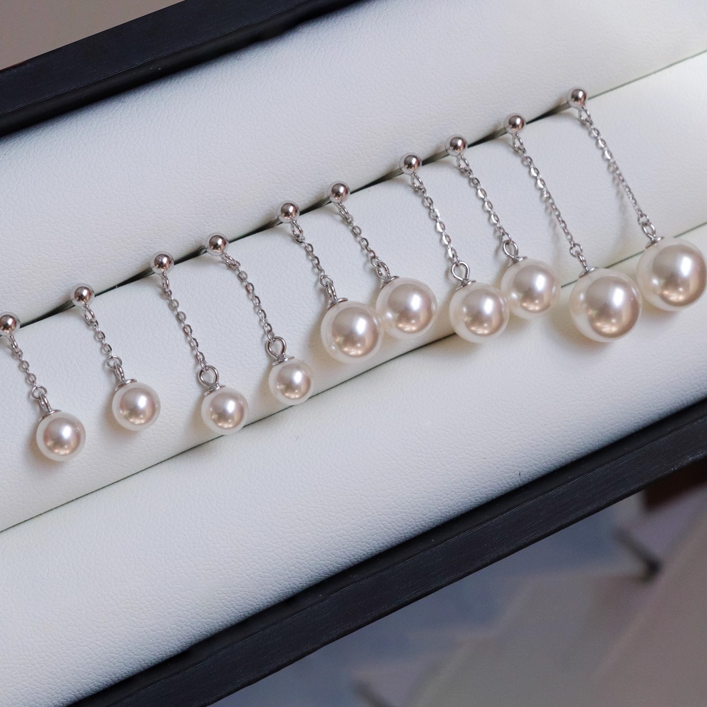 925银风在吹珍珠耳环长款锁链耳线银色流苏高级感耳坠赵露思同款