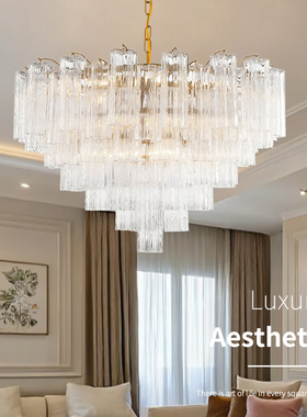 法式MURANO轻奢透明玻璃吊灯奢华大气高级客厅餐厅别墅复式楼主灯