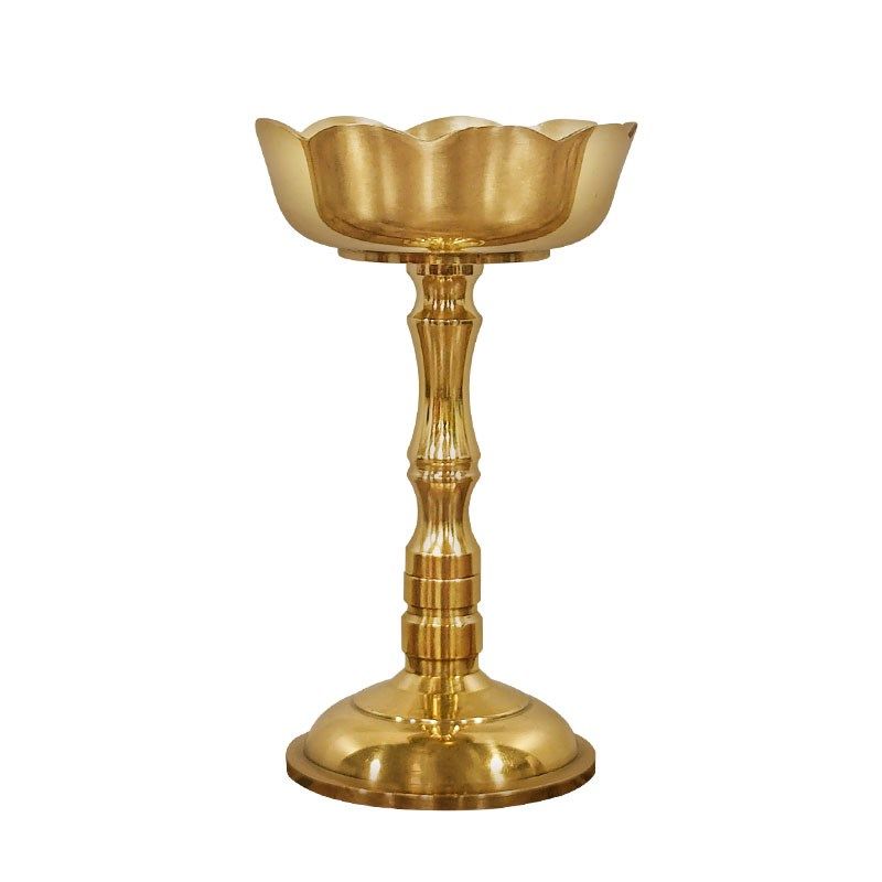 善缘堂铜烛台酥油灯座佛前蜡烛台液体油灯上供座灯托家用佛堂