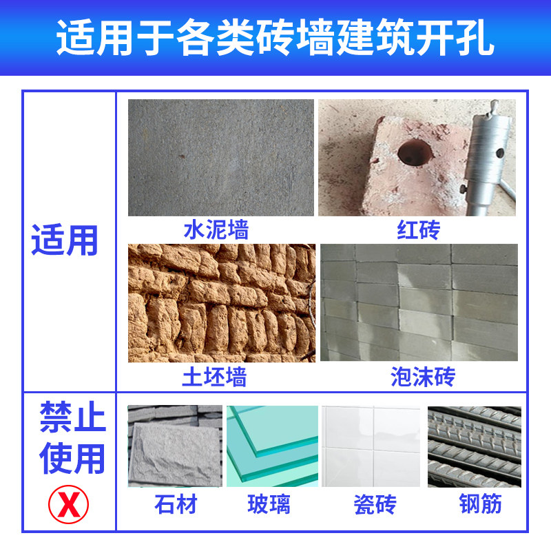 圆电锤水泥墙壁孔器空调水管家用干打穿墙钻头冲击钻扩孔装,五金/工具,扩孔钻,淘宝优惠券,粉丝福利购,淘宝优惠卷