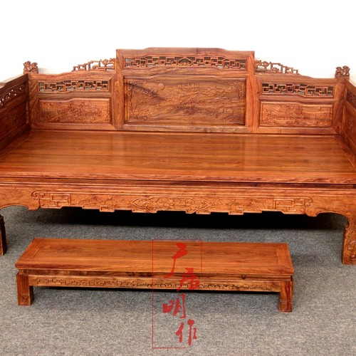 红木家俱罗汉床实木中式午休睡塌刺猬紫檀炕塌炕几梨木榫卯结构