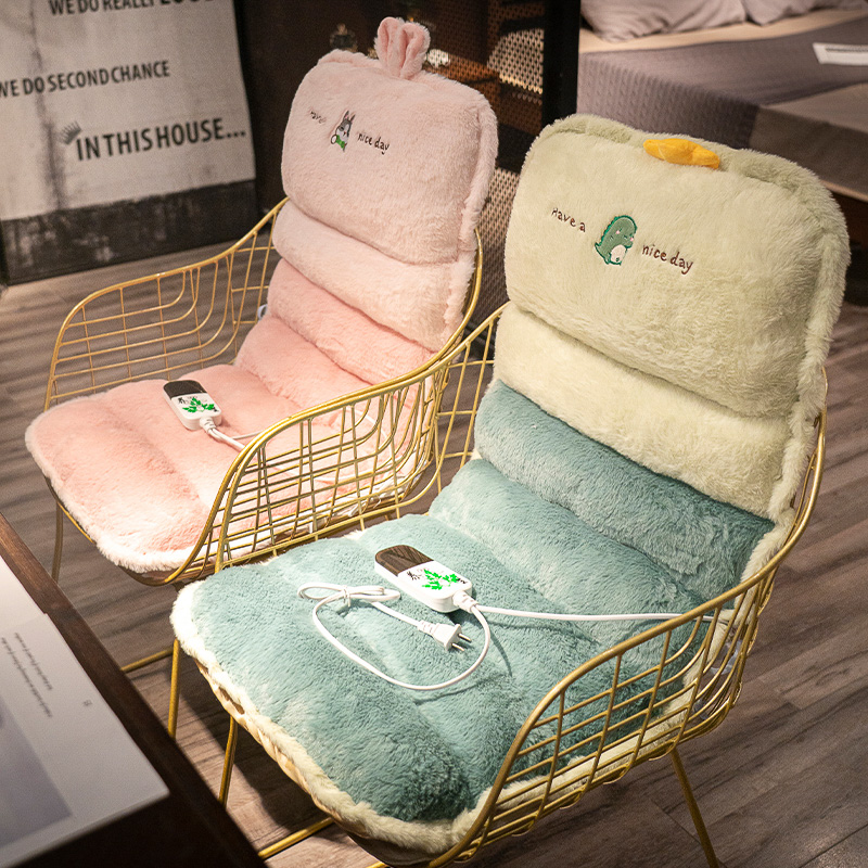 冬季电加热坐垫屁垫办公室久坐护腰靠垫靠背一体座椅垫椅子厚垫子