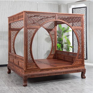 实木架子床仿古明民宿千工拔步床月洞床踏步床雕宫廷古典家具