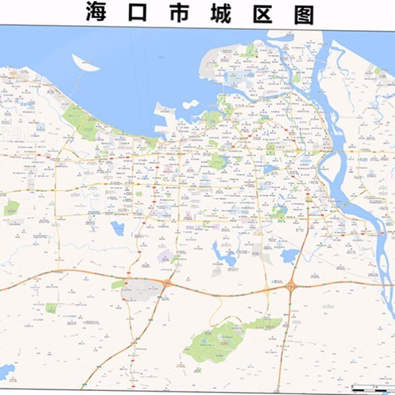 口市地图图 办公室挂图 防水墙壁饰画地图