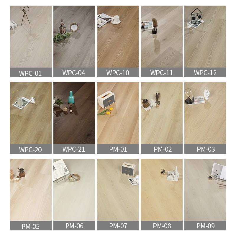 龙叶PM02平面橡木防水家用地暖PC石晶WPC石塑复合木地板锁扣10mm