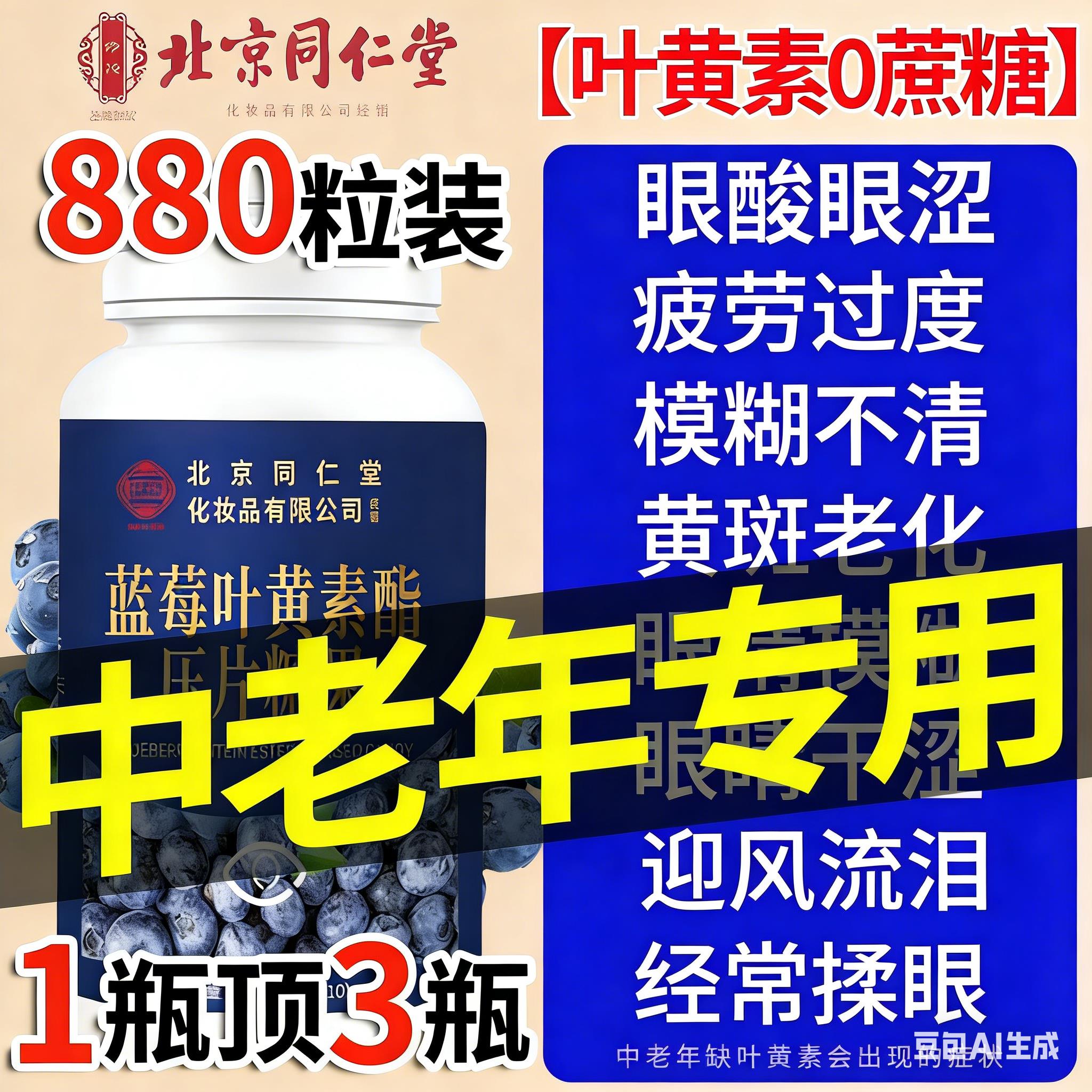 蓝莓叶黄素酯压片成人疲中老年护正品官方旗舰店咀嚼片缓解劳眼睛